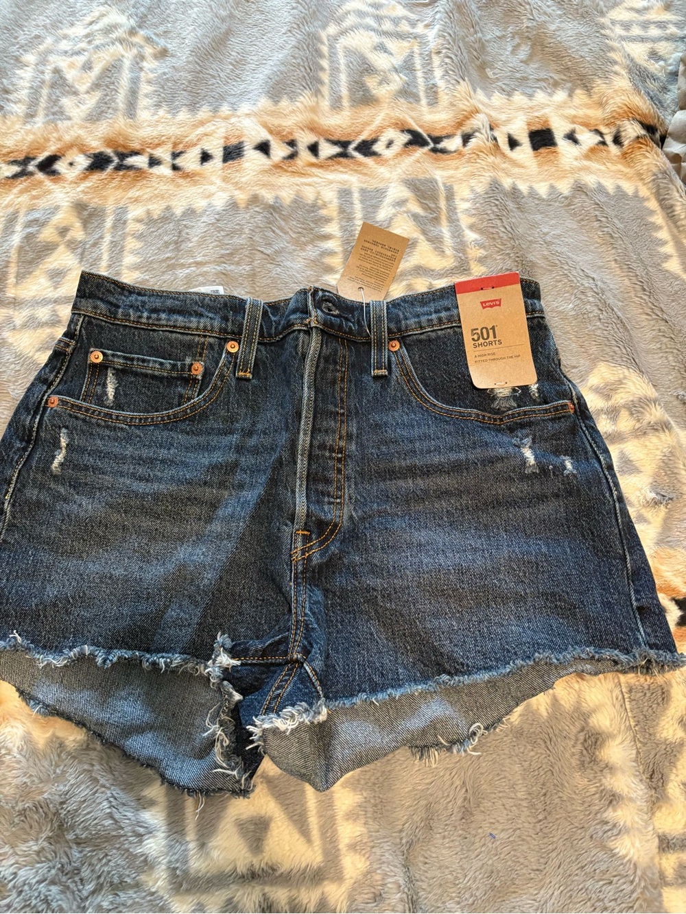 Levi's 501 Cutoff Dark Blue Denim Shorts